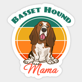 Basset Hound Mom Mama Dog puppy Lover Cute Sunser Retro Sticker